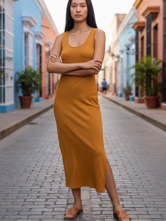 Old Navy Dresses & Skirts - Old Navy fitted midi tank dress burnt orange xl